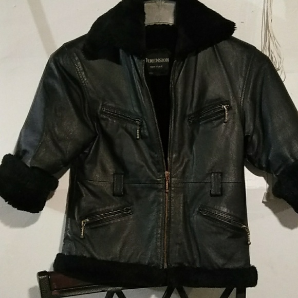 Kids Y2K  winter unisex black  leather jacket size XS - Picture 4 of 6